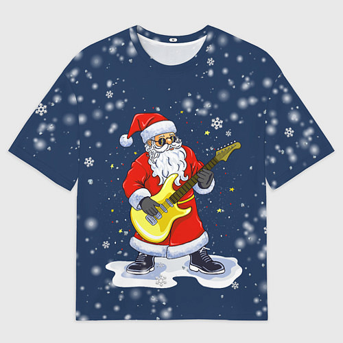 Мужская футболка оверсайз Новогодний музыкант дед мороз / 3D-принт – фото 1