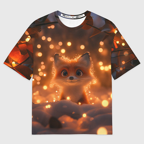 Мужская футболка оверсайз Лисичка в желтых огоньках / 3D-принт – фото 1