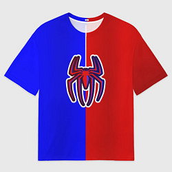 Мужская футболка оверсайз Сине-красный паук - лого