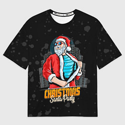 Мужская футболка оверсайз Санта клаус пати