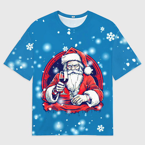 Мужская футболка оверсайз Новый год с бокалом вина / 3D-принт – фото 1