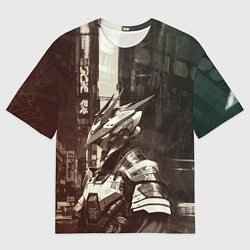 Мужская футболка оверсайз Кибернетический бронированный андроид