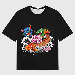 Футболка оверсайз мужская Татуировка рыба кои, цвет: 3D-принт