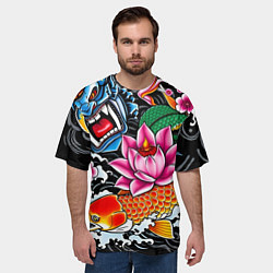 Футболка оверсайз мужская Иредзуми татуировка, цвет: 3D-принт — фото 2