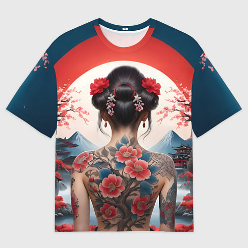 Мужская футболка оверсайз Девушка в татуировках / 3D-принт – фото 1