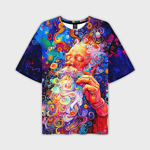Мужская футболка оверсайз Santa Claus: pop-art modern pointillism / 3D-принт – фото 1