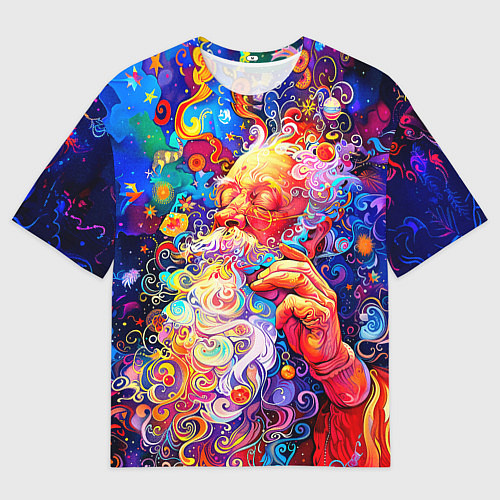 Мужская футболка оверсайз Santa Claus: pop-art modern pointillism / 3D-принт – фото 1