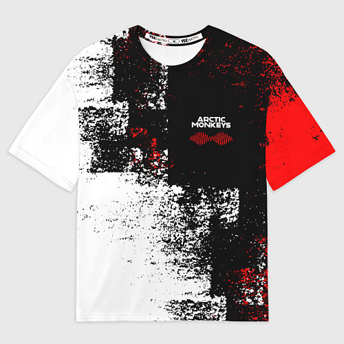 Мужская футболка оверсайз Arctic Monkeys - Красные и белые помехи / 3D-принт – фото 1