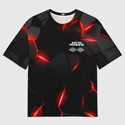 Футболка оверсайз мужская Arctic Monkeys - неоново красные плиты, цвет: 3D-принт