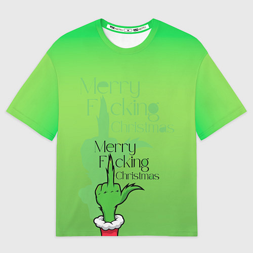 Мужская футболка оверсайз Гринч merry fucking christmas / 3D-принт – фото 1