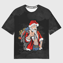 Мужская футболка оверсайз Санта хипстер с подарками