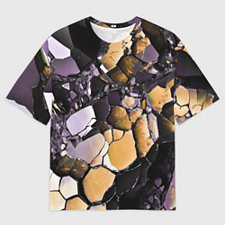 Футболка оверсайз мужская Чёрно-жёлтый камень, цвет: 3D-принт
