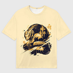 Мужская футболка оверсайз Арт черной змеи