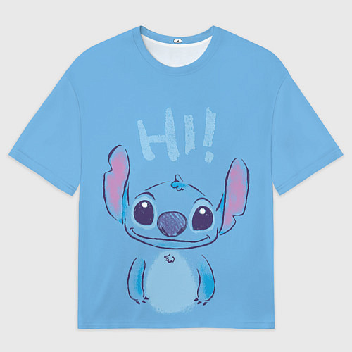 Мужская футболка оверсайз Stitch says hi / 3D-принт – фото 1