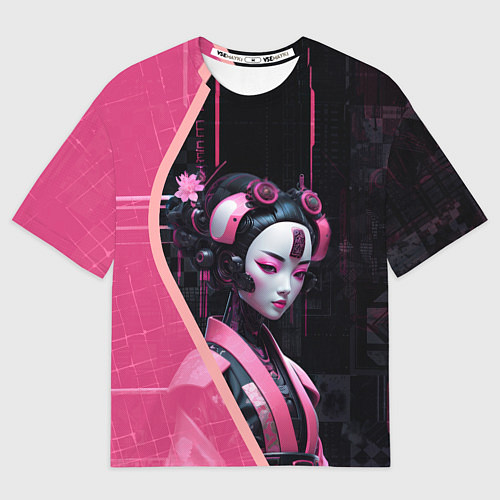 Мужская футболка оверсайз Девушка-андроид в японском стиле / 3D-принт – фото 1