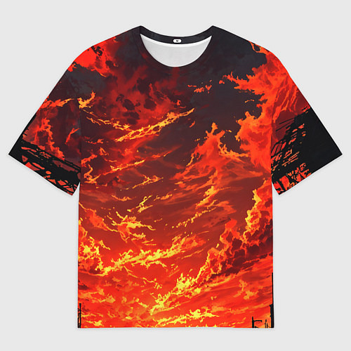 Мужская футболка оверсайз Багровый огненный закат / 3D-принт – фото 1