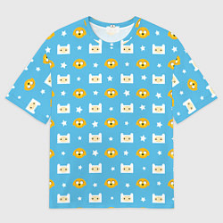 Футболка оверсайз мужская Время приключений паттерн, цвет: 3D-принт