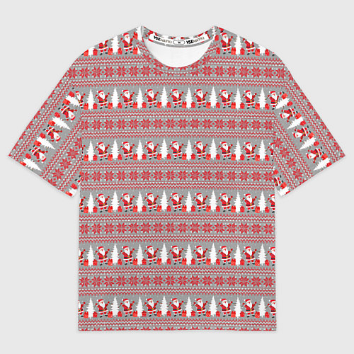 Мужская футболка оверсайз Рождественский паттерн / 3D-принт – фото 1