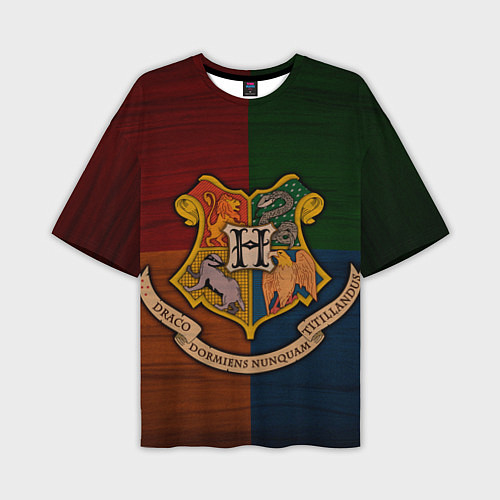 Мужская футболка оверсайз Hogwarts emblem / 3D-принт – фото 1