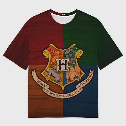 Мужская футболка оверсайз Hogwarts emblem / 3D-принт – фото 1