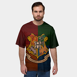 Футболка оверсайз мужская Hogwarts emblem, цвет: 3D-принт — фото 2