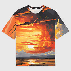 Футболка оверсайз мужская Багровый закат, цвет: 3D-принт