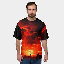 Футболка оверсайз мужская Багровый апокалиптический закат, цвет: 3D-принт — фото 2