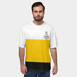 Футболка оверсайз мужская Без труда не вытащишь и рыбку - с флагом черная на, цвет: 3D-принт — фото 2