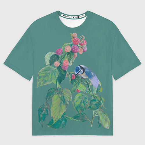 Мужская футболка оверсайз Малина и синичка / 3D-принт – фото 1