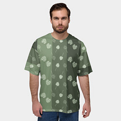 Футболка оверсайз мужская Монстеры на серо-зеленом, цвет: 3D-принт — фото 2