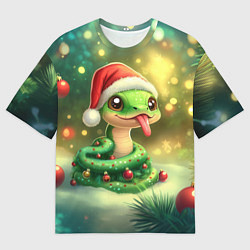 Мужская футболка оверсайз Змейка показывает язык