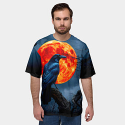 Футболка оверсайз мужская Ворон на закате, цвет: 3D-принт — фото 2