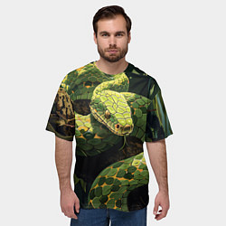 Футболка оверсайз мужская Змея в траве, цвет: 3D-принт — фото 2