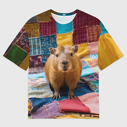 Футболка оверсайз мужская Капибара и пэчворк, цвет: 3D-принт