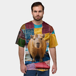 Футболка оверсайз мужская Капибара и пэчворк, цвет: 3D-принт — фото 2
