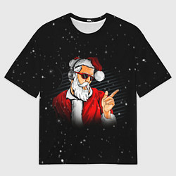 Мужская футболка оверсайз Новогоднее санта пати