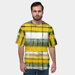 Футболка оверсайз мужская Чёрные полосы на жёлто-белом фоне, цвет: 3D-принт — фото 2