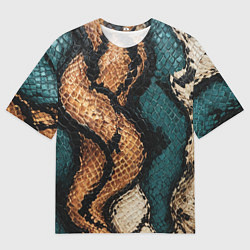 Футболка оверсайз мужская Кожа в змеином стиле, цвет: 3D-принт