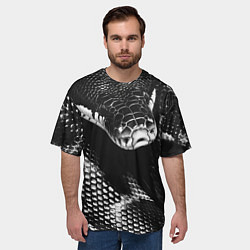 Футболка оверсайз мужская Черно-белая змея, цвет: 3D-принт — фото 2