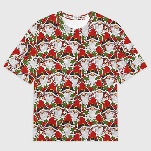 Мужская футболка оверсайз Паттерн из дедов морозов / 3D-принт – фото 1