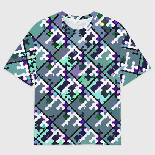Мужская футболка оверсайз Бирюзовый абстрактный паттерн / 3D-принт – фото 1