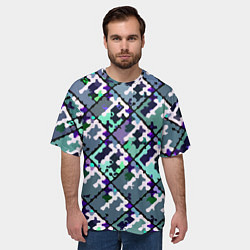 Футболка оверсайз мужская Бирюзовый абстрактный паттерн, цвет: 3D-принт — фото 2