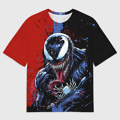 Мужская футболка оверсайз Веном черно красный / 3D-принт – фото 1