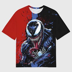 Мужская футболка оверсайз Веном черно красный