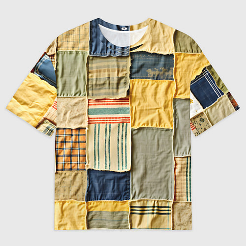 Мужская футболка оверсайз Пэчворк в желтых оттенках / 3D-принт – фото 1