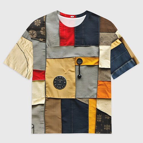 Мужская футболка оверсайз Ретро пэчворк / 3D-принт – фото 1