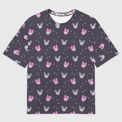 Мужская футболка оверсайз Голуби и семечки на темном / 3D-принт – фото 1