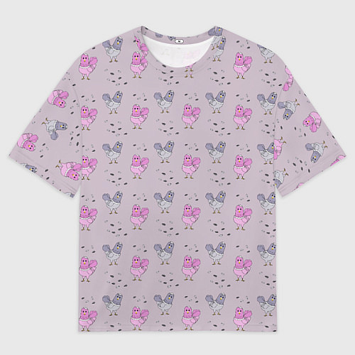 Мужская футболка оверсайз Голуби и семечки / 3D-принт – фото 1