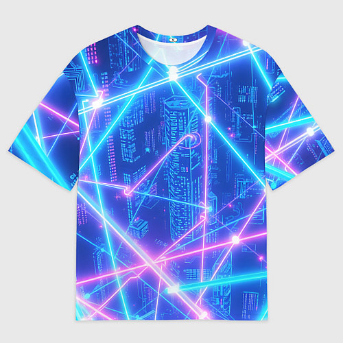 Мужская футболка оверсайз Неоновые провода / 3D-принт – фото 1