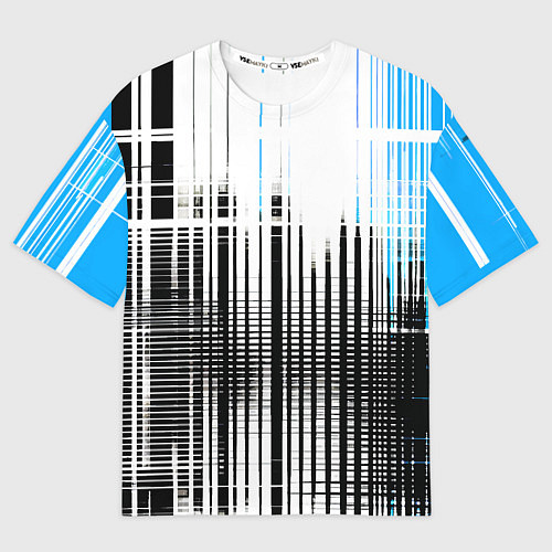 Мужская футболка оверсайз Сине-чёрный гранж на белом фоне / 3D-принт – фото 1